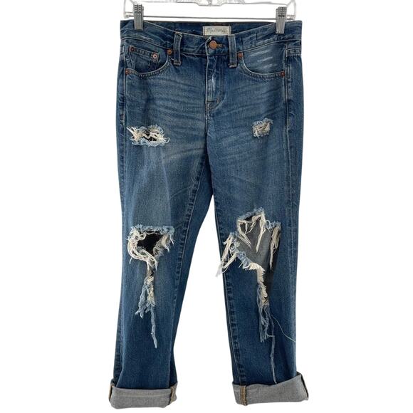 Madewell Boy Jean Relaxed Fit Baggy Distressed Boho Indie Denim Jeans Size 24 - Picture 2 of 12